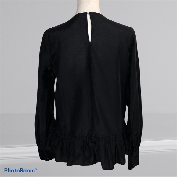 Zara  Black Floral Embroidered Blouse Top - Picture 3 of 5